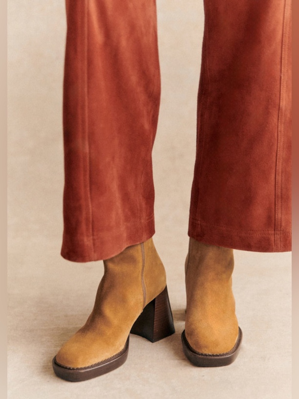 Sézane Kaia High Ankle Boots in Honey FR 38 / US 7